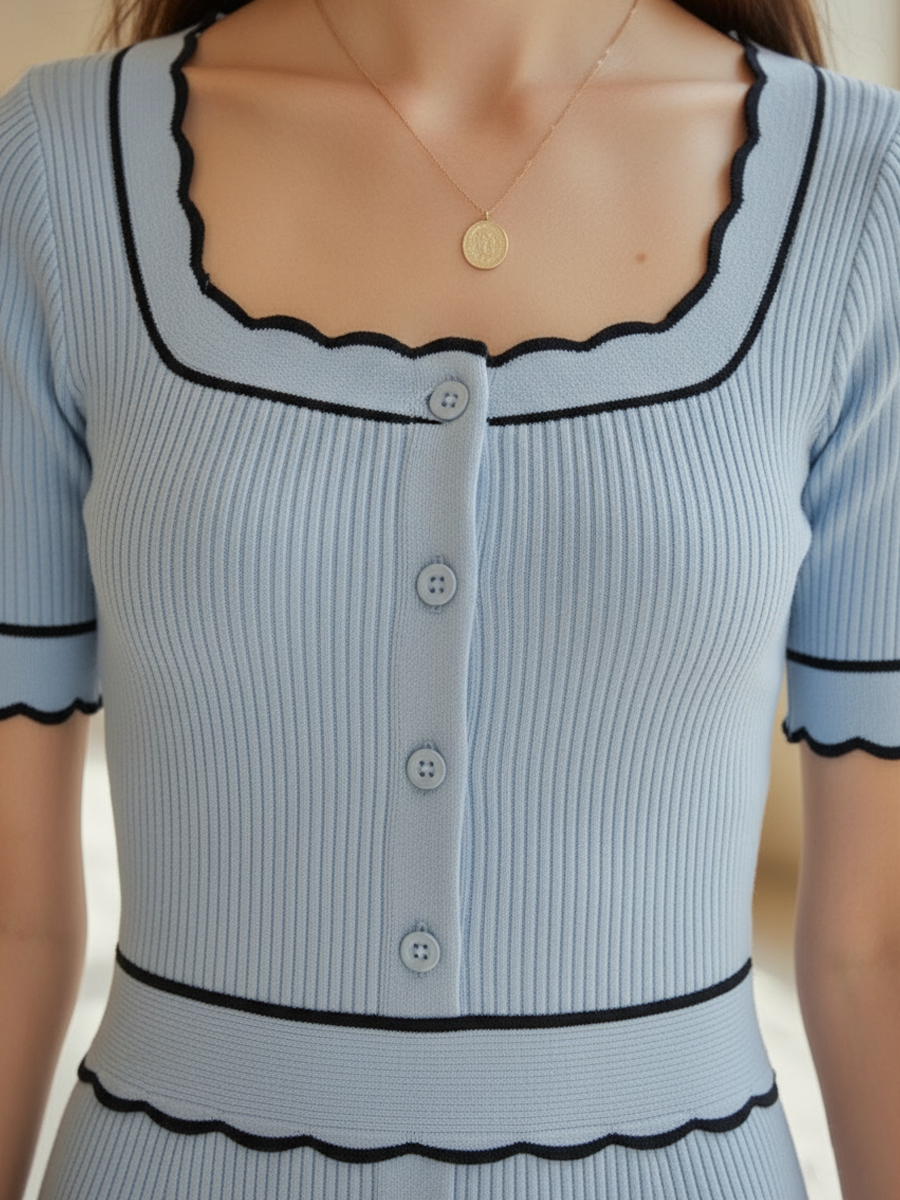 Italian Romantic Cotton Yarn Knitted Short