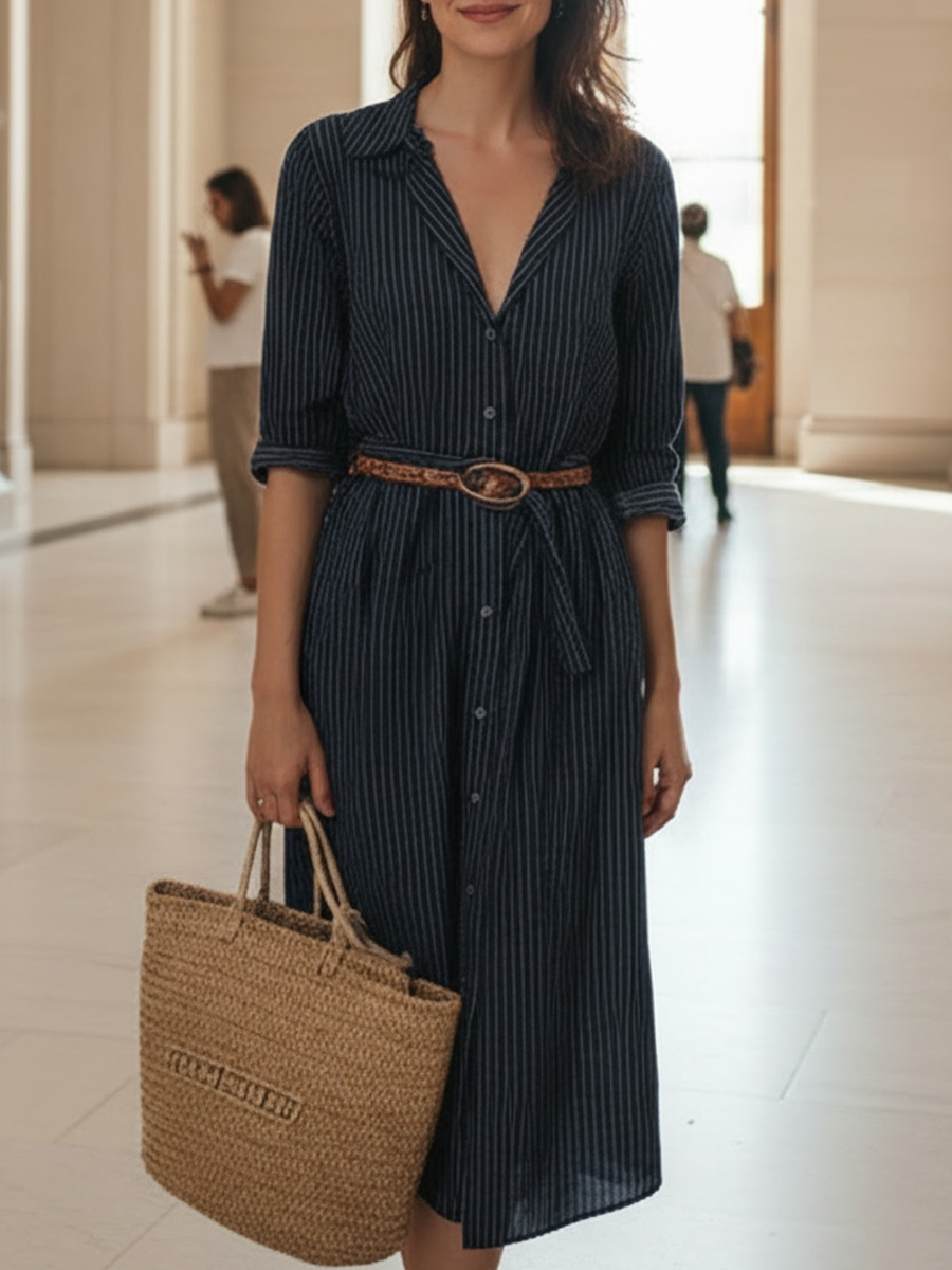 Women's Fashion Casual Cotton Linen Striped