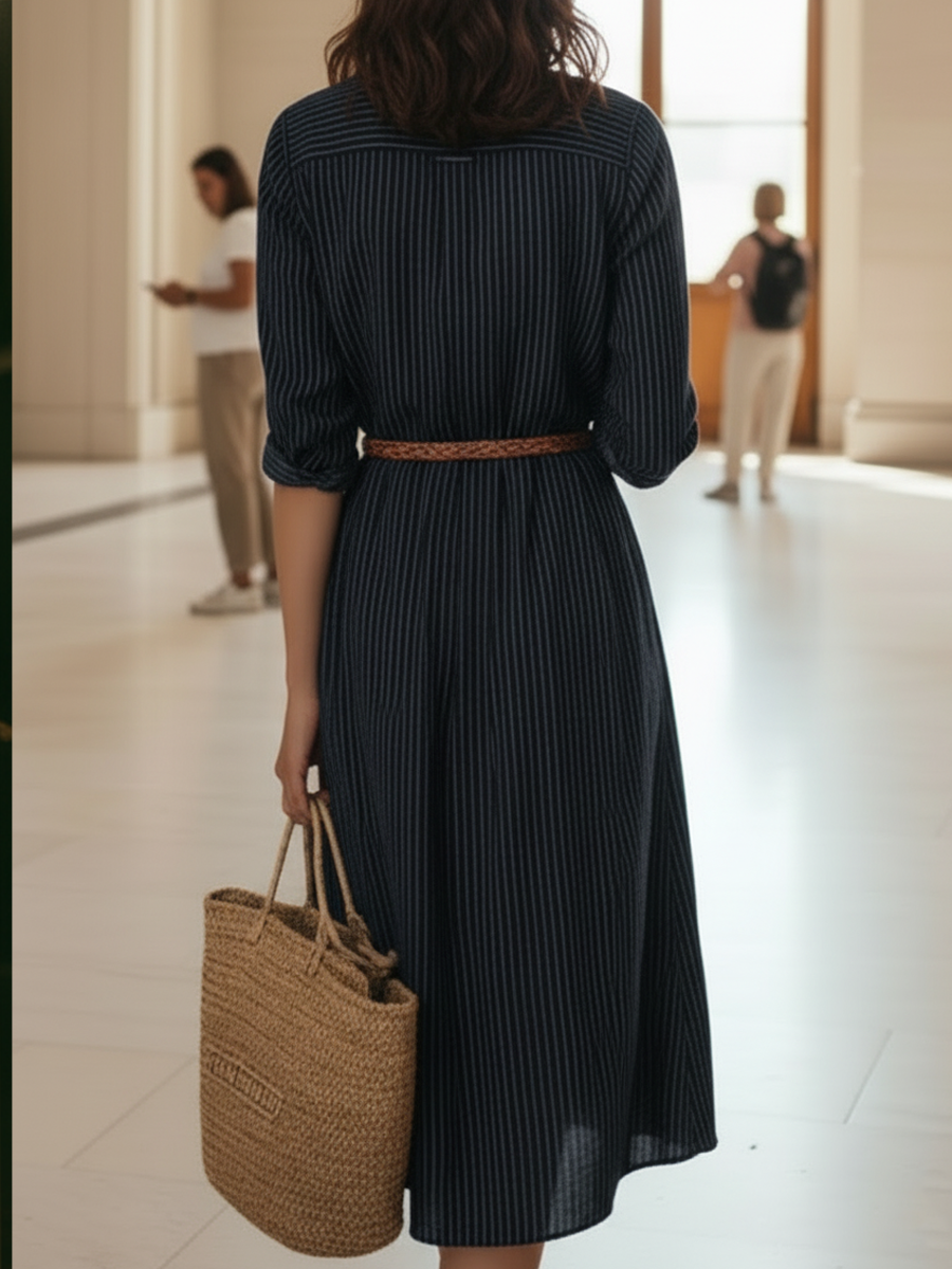 Women's Fashion Casual Cotton Linen Striped